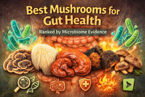 Best mushrooms for gut health infographic