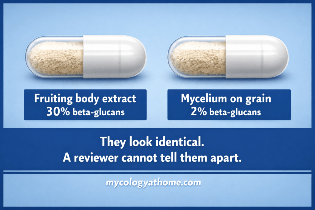 fruiting body vs mycelium on grain