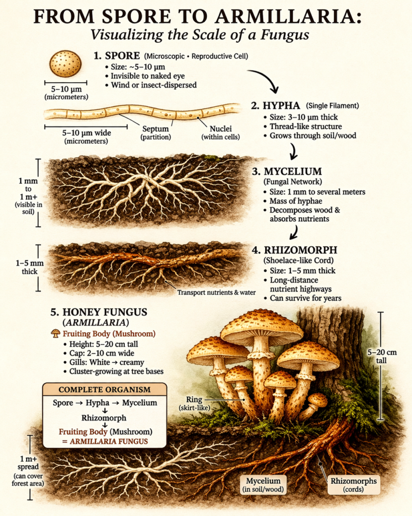 chart of spore to mushroom growth